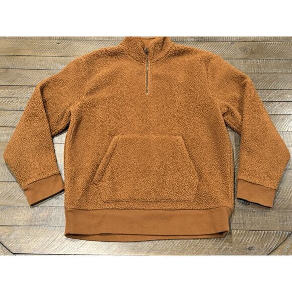 Madewell Brown Rust Sherpa Half Zip Pullover Sweater Sweatshirt - Men’s Size S - Picture 1 of 9